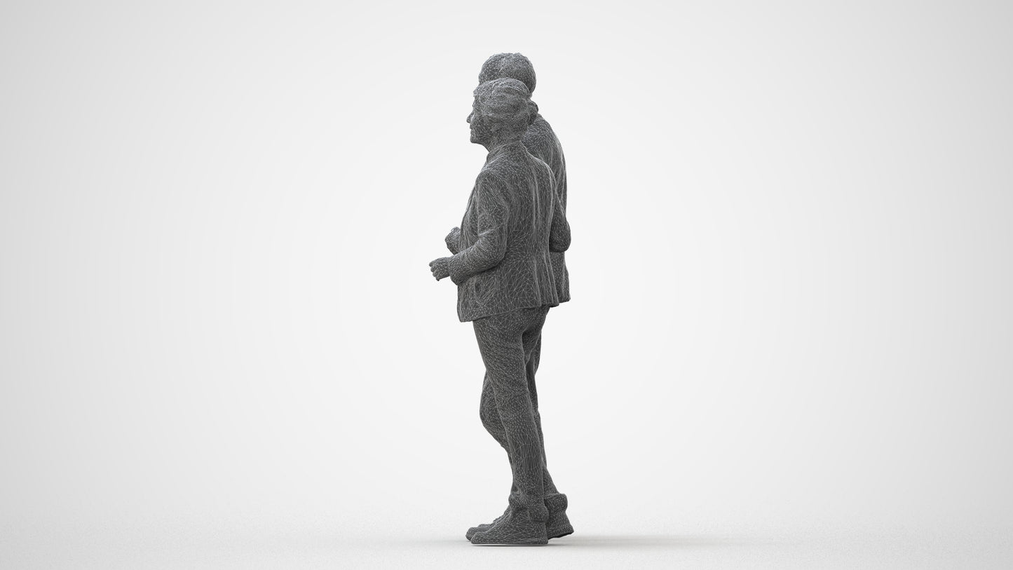 3D people model senior woman business couple, scanned human for 3ds Max rendering, square thumbnail