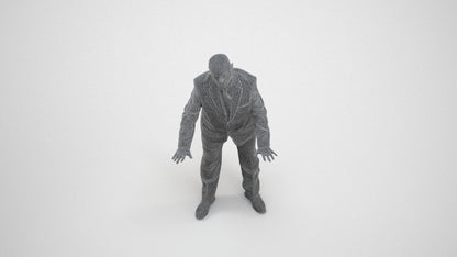 scanned 3D senior man business, photogrammetry people for Enscape and V-Ray, wireframe three-quarter view