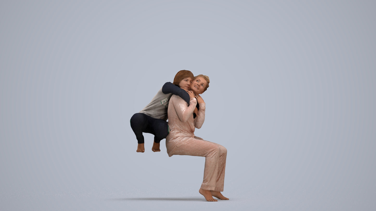 realistic 3D people girl casual kids, render-ready for V-Ray and Corona, FBX OBJ, standing pose render