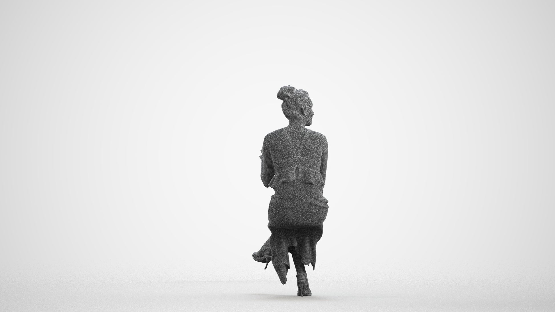 3D scanned woman formalaffairs formal, photorealistic archviz people for Enscape and SketchUp, wireframe front view
