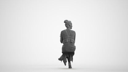 3D scanned woman formalaffairs formal, photorealistic archviz people for Enscape and SketchUp, wireframe front view
