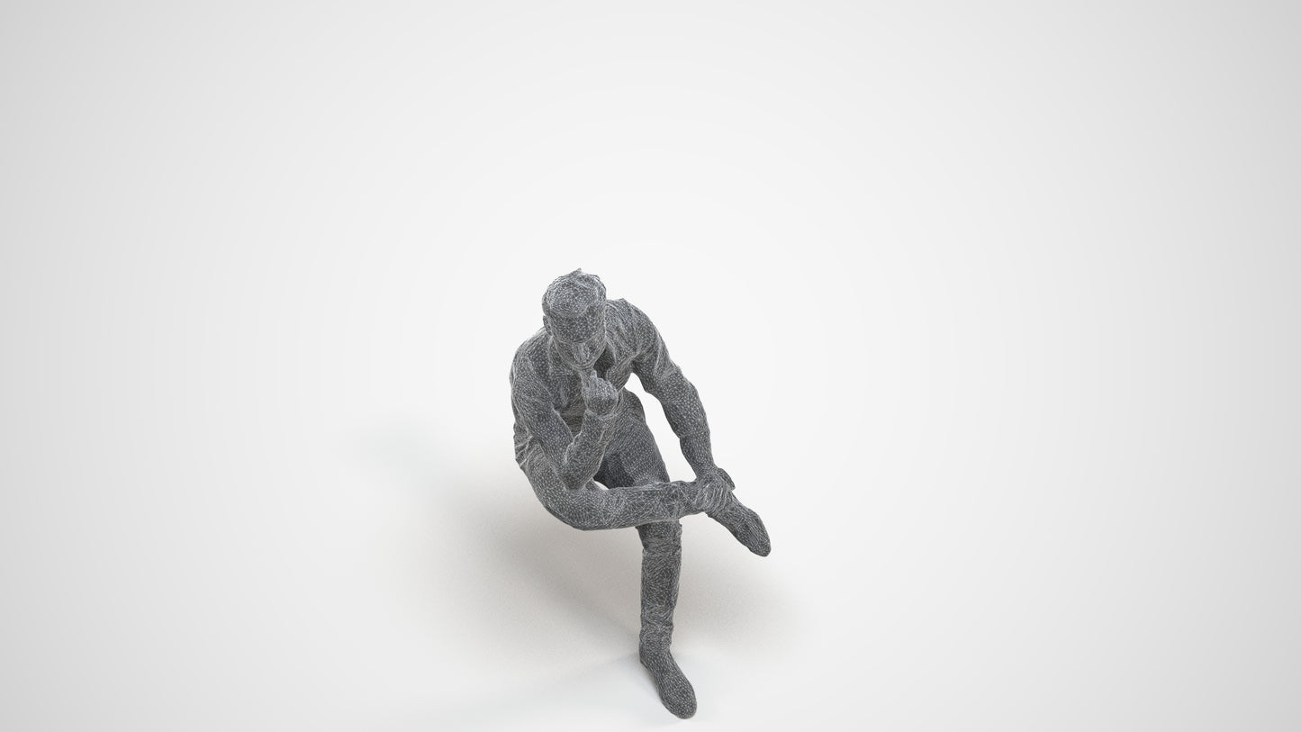 realistic 3D man business, scanned archviz people for Blender and 3ds Max, wireframe three-quarter view