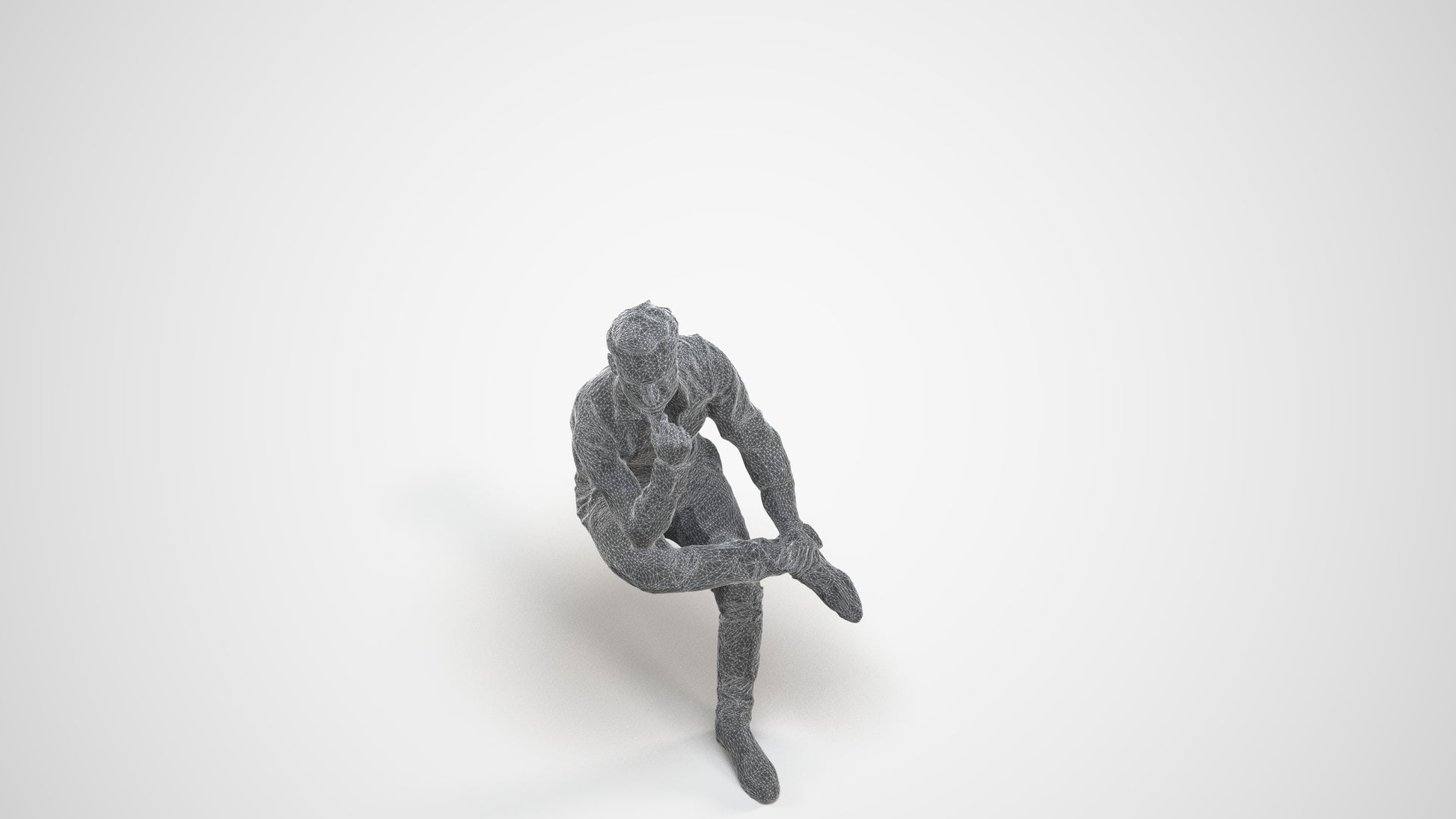 realistic 3D man business, scanned archviz people for Blender and 3ds Max, wireframe three-quarter view
