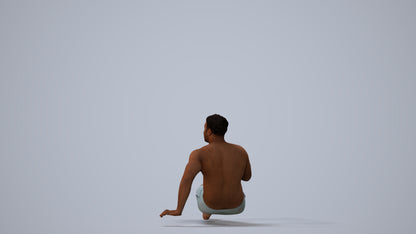 realistic 3D human man pool, archviz people FBX OBJ for Blender, three-quarter view render