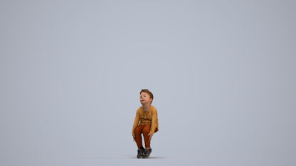 3D human model boy casual kids, photogrammetry scanned person for archviz, standing pose render