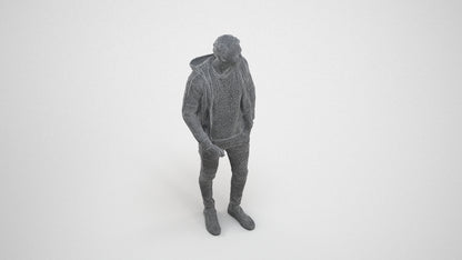 realistic 3D people man casual standing, render-ready for V-Ray and Corona, FBX OBJ, wireframe three-quarter view