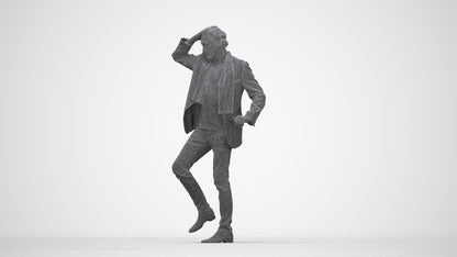 scanned 3D man business standing, photogrammetry people for Enscape and V-Ray, wireframe back view