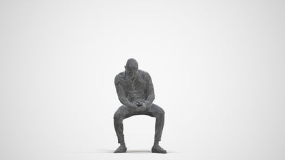 3D people model man business sitting, scanned human for 3ds Max rendering, three-quarter front view render