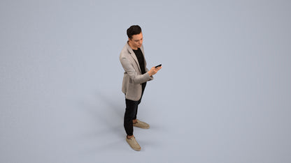 realistic 3D people man business standing, render-ready for V-Ray and Corona, FBX OBJ, back view render
