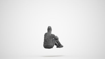photogrammetry 3D woman casual sitting, realistic human model archviz FBX, wireframe front view