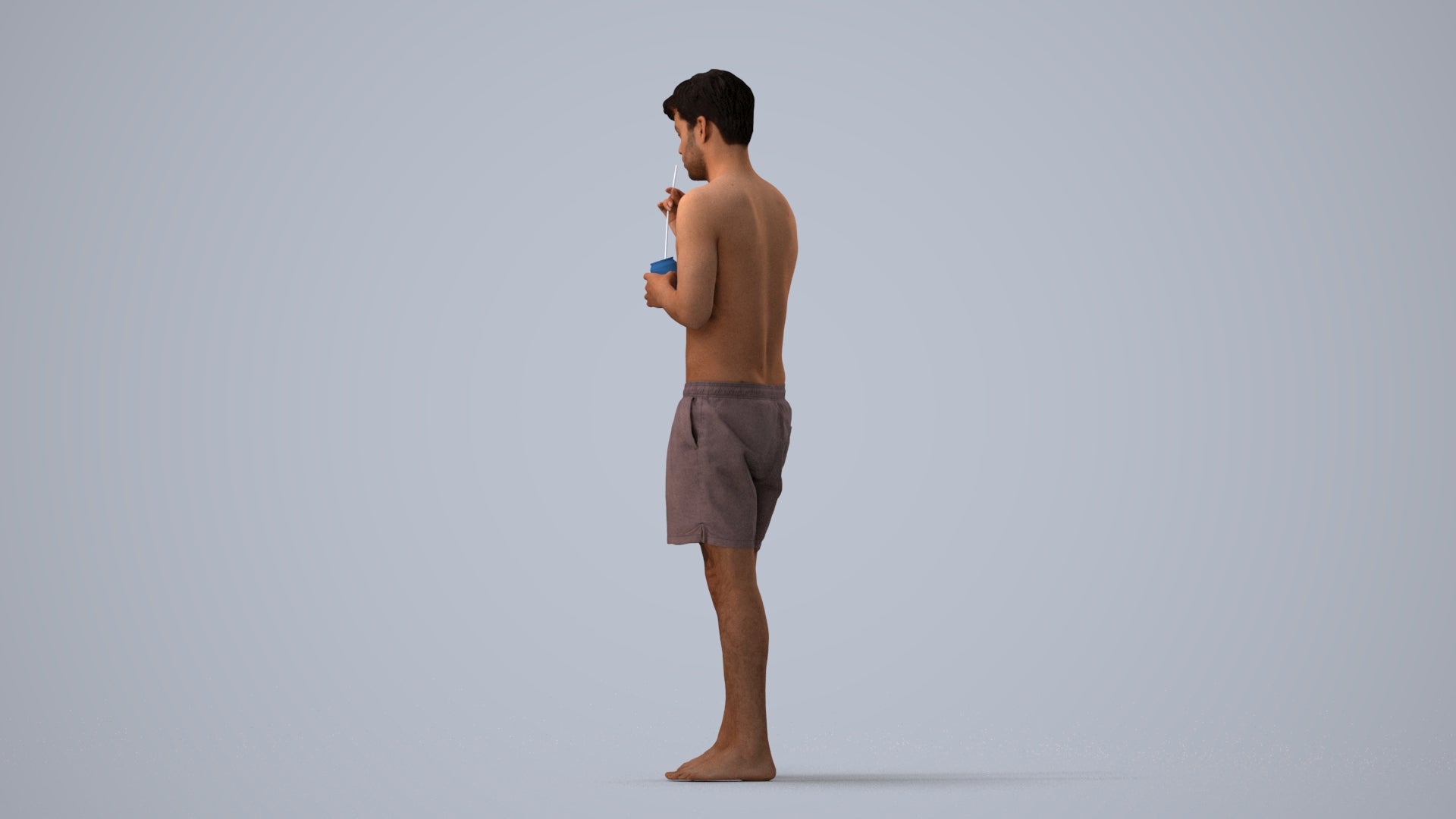 realistic 3D man sport pool, scanned archviz people for Blender and 3ds Max, three-quarter view render