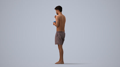 realistic 3D man sport pool, scanned archviz people for Blender and 3ds Max, three-quarter view render