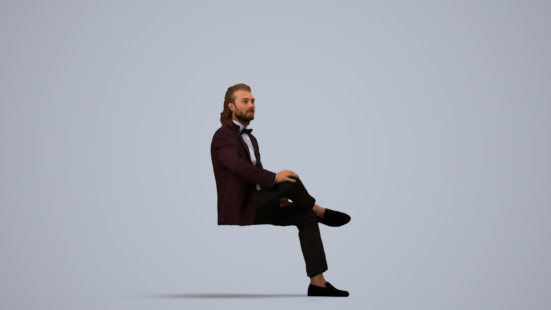 scanned 3D man formal formalaffairs, photogrammetry people for Enscape and V-Ray, side view render
