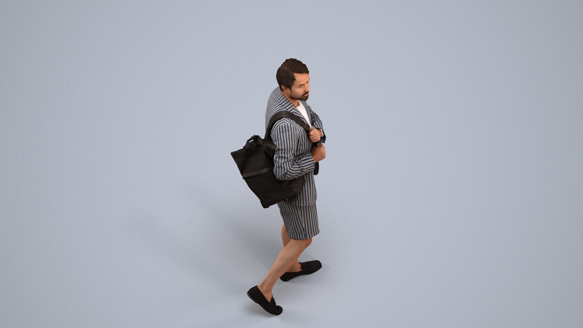 scanned 3D man business walking, photogrammetry people for Enscape and V-Ray, back view render