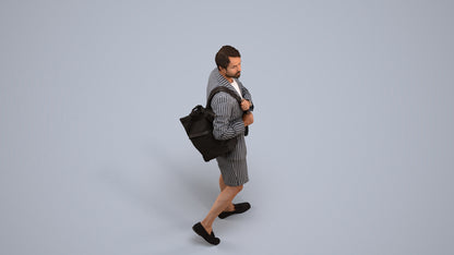 scanned 3D man business walking, photogrammetry people for Enscape and V-Ray, back view render