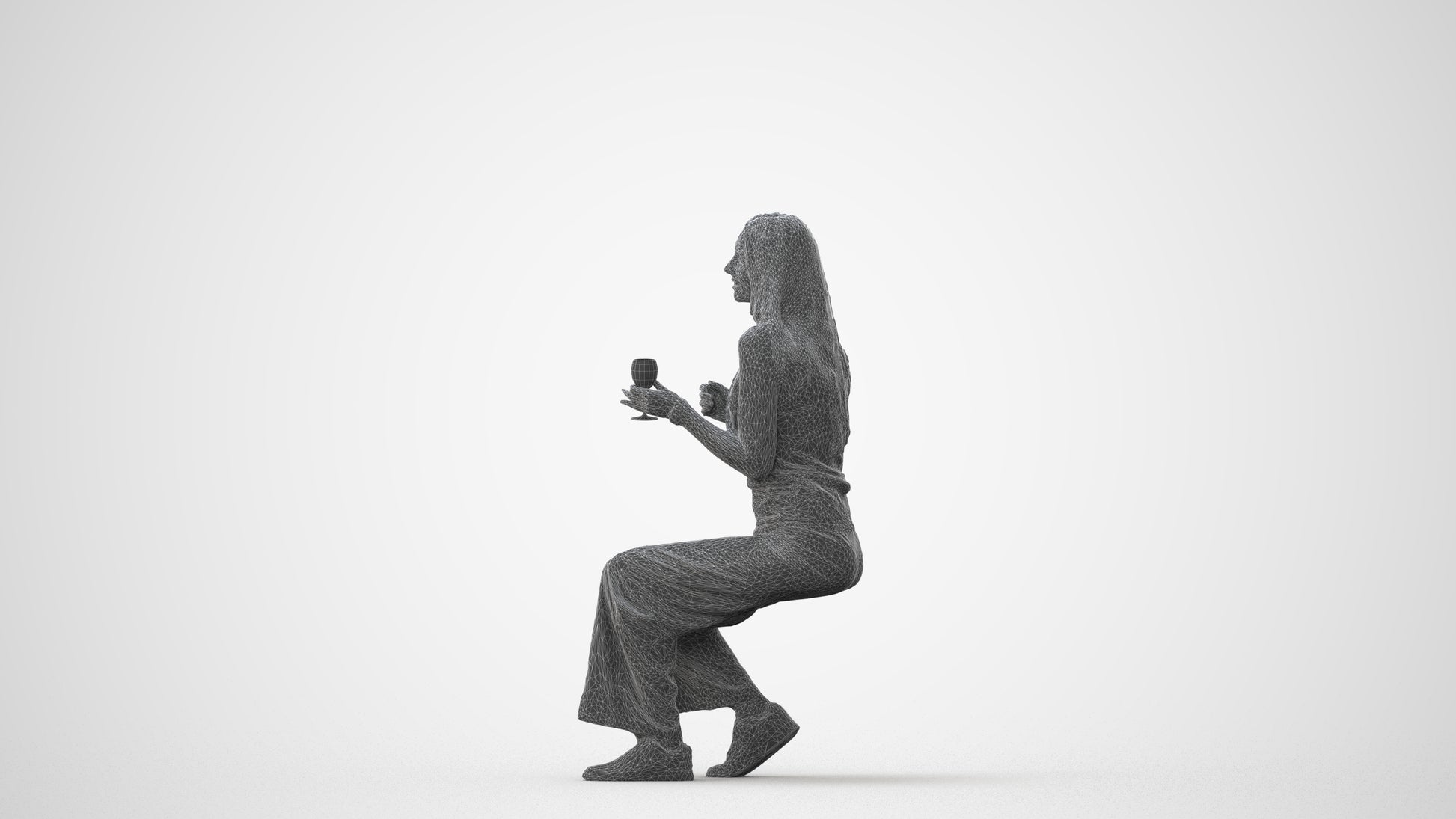 3D people model woman casual sitting, scanned human for 3ds Max rendering, square thumbnail