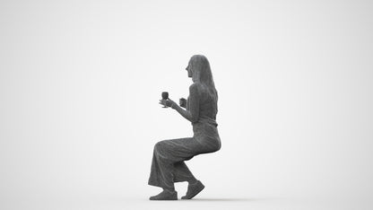 3D people model woman casual sitting, scanned human for 3ds Max rendering, square thumbnail