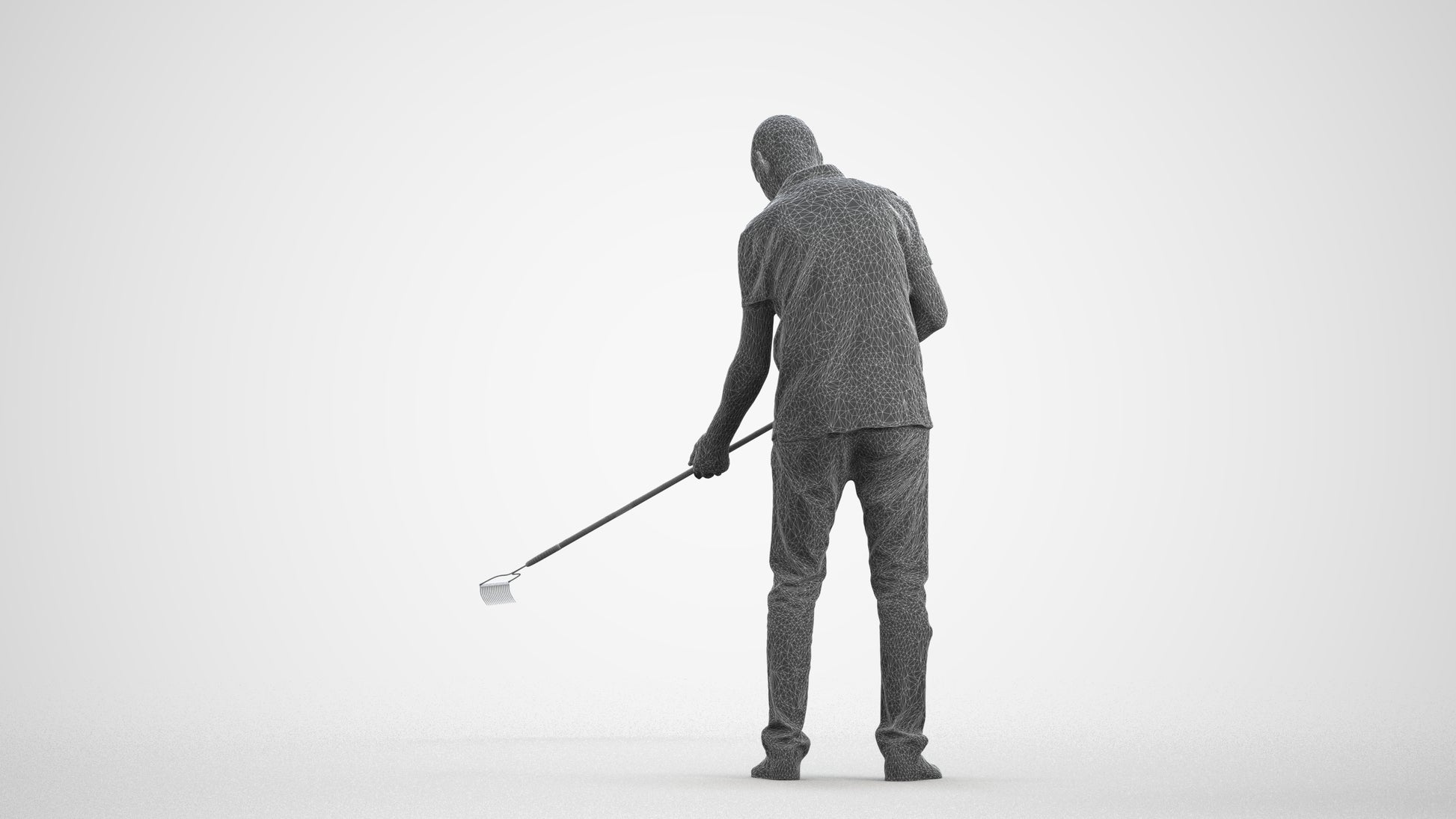 realistic 3D people senior man casual standing, render-ready for V-Ray and Corona, FBX OBJ, back view render