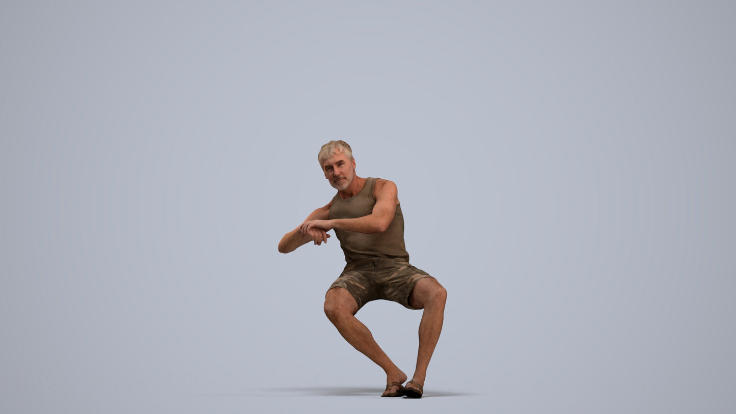 3D scanned man sitting casual, photorealistic archviz people for Enscape and SketchUp, standing pose render