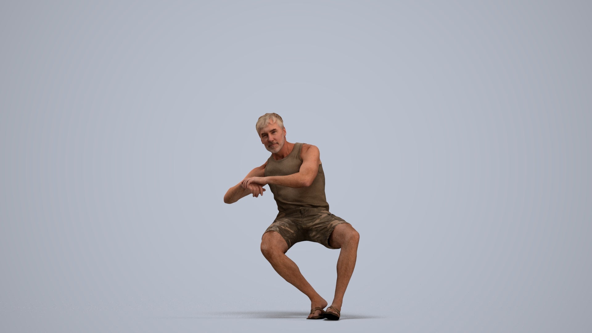 3D scanned man sitting casual, photorealistic archviz people for Enscape and SketchUp, standing pose render