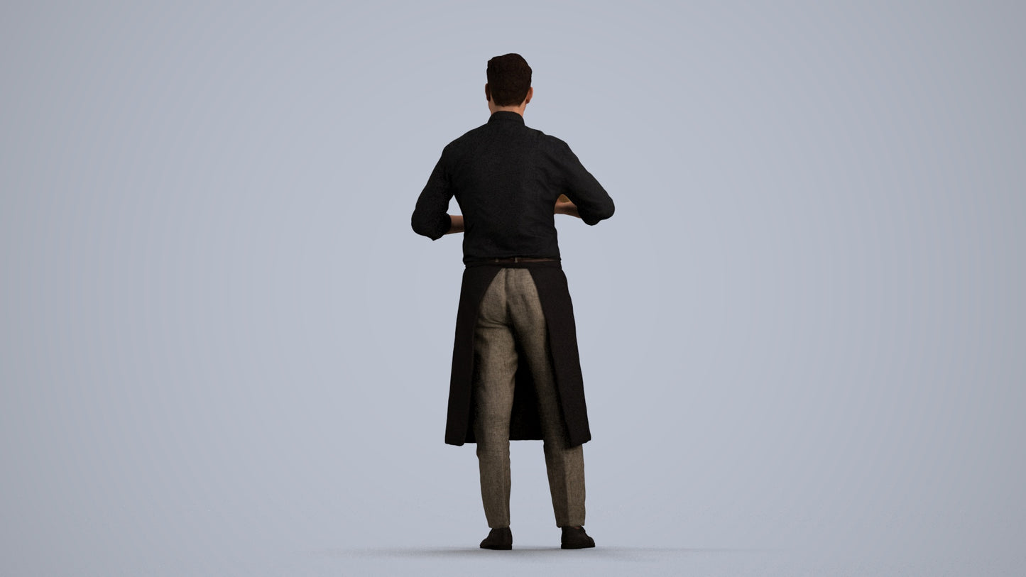 photogrammetry 3D man standing, realistic human model archviz FBX, front view render