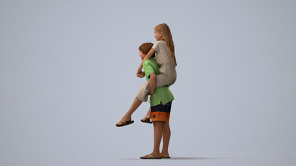 photogrammetry 3D girl kids, realistic human model archviz FBX, three-quarter view render