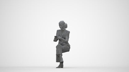scanned 3D woman business, photogrammetry people for Enscape and V-Ray, wireframe back view
