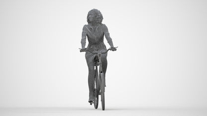 photogrammetry 3D woman casual cycling, realistic human model archviz FBX, wireframe back view
