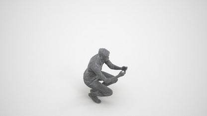 realistic 3D man casual sitting, scanned archviz people for Blender and 3ds Max, wireframe three-quarter view