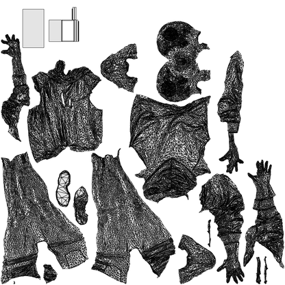 3D people model woman casual standing, scanned human for 3ds Max rendering, wireframe top-down view