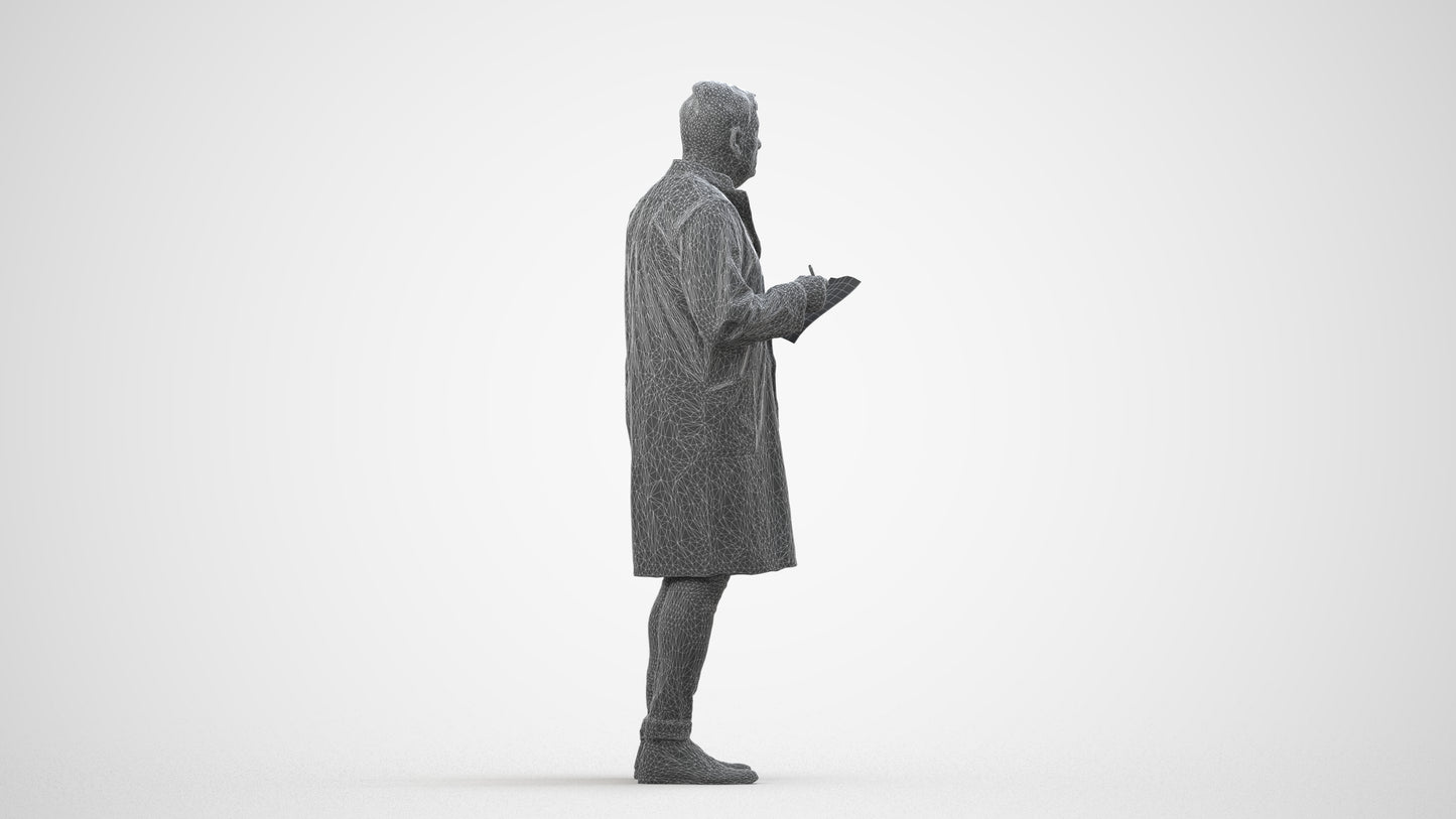 realistic 3D people man medical, render-ready for V-Ray and Corona, FBX OBJ, wireframe side view