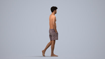 scanned 3D man pool, photogrammetry people for Enscape and V-Ray, side view render