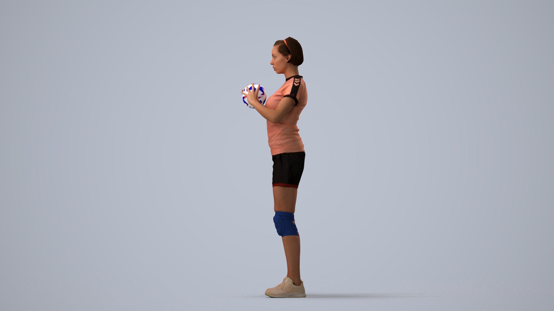 realistic 3D people woman sport, render-ready for V-Ray and Corona, FBX OBJ, three-quarter view render