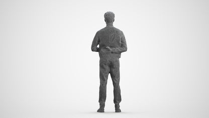 scanned 3D man hospitality, photogrammetry people for Enscape and V-Ray, wireframe front view