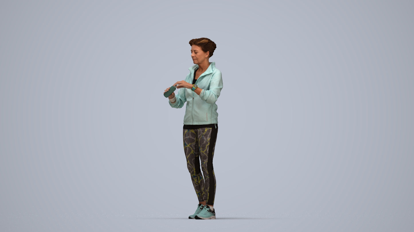 realistic 3D people woman sport, render-ready for V-Ray and Corona, FBX OBJ, top-down view render