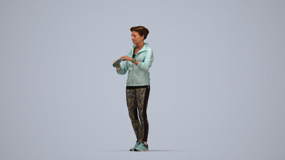 realistic 3D people woman sport, render-ready for V-Ray and Corona, FBX OBJ, top-down view render