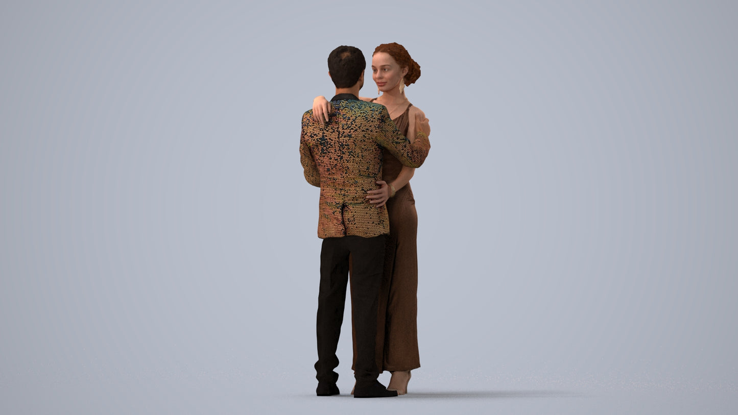 realistic 3D human woman formal dancing, archviz people FBX OBJ for Blender, three-quarter view render