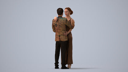 realistic 3D human woman formal dancing, archviz people FBX OBJ for Blender, three-quarter view render