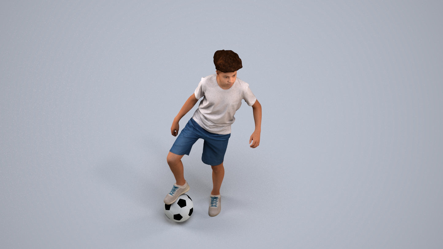 photogrammetry 3D boy casual kids, realistic human model archviz FBX, back view render