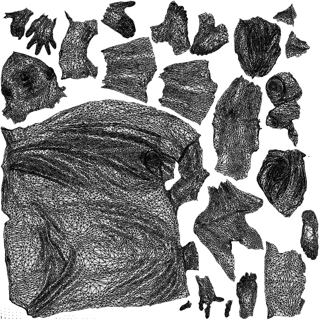 scanned 3D woman standing, photogrammetry people for Enscape and V-Ray, wireframe top-down view