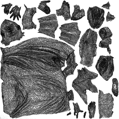 scanned 3D woman standing, photogrammetry people for Enscape and V-Ray, wireframe top-down view