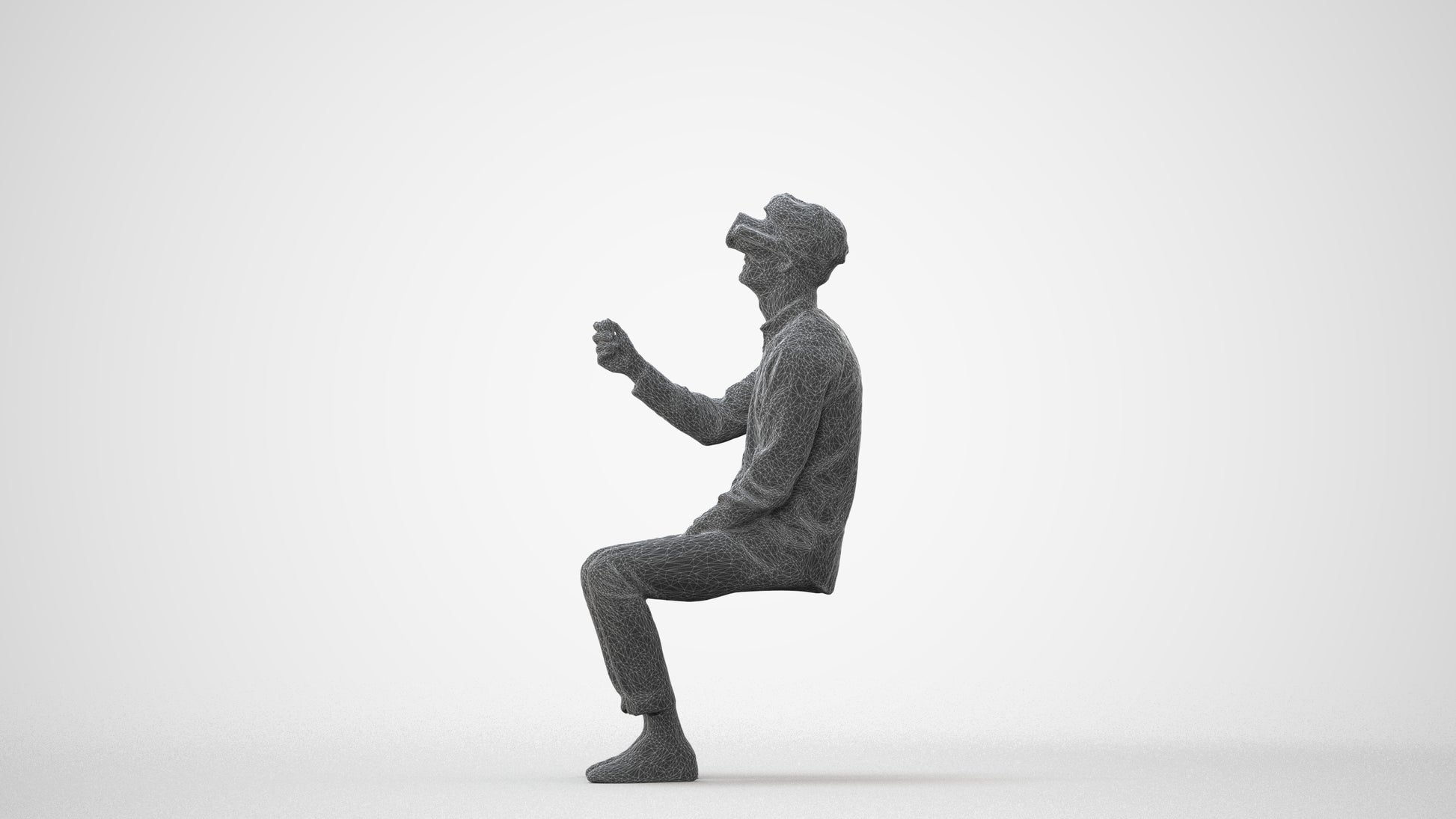 scanned 3D man casual sitting, photogrammetry people for Enscape and V-Ray, square thumbnail