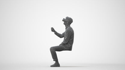 scanned 3D man casual sitting, photogrammetry people for Enscape and V-Ray, square thumbnail