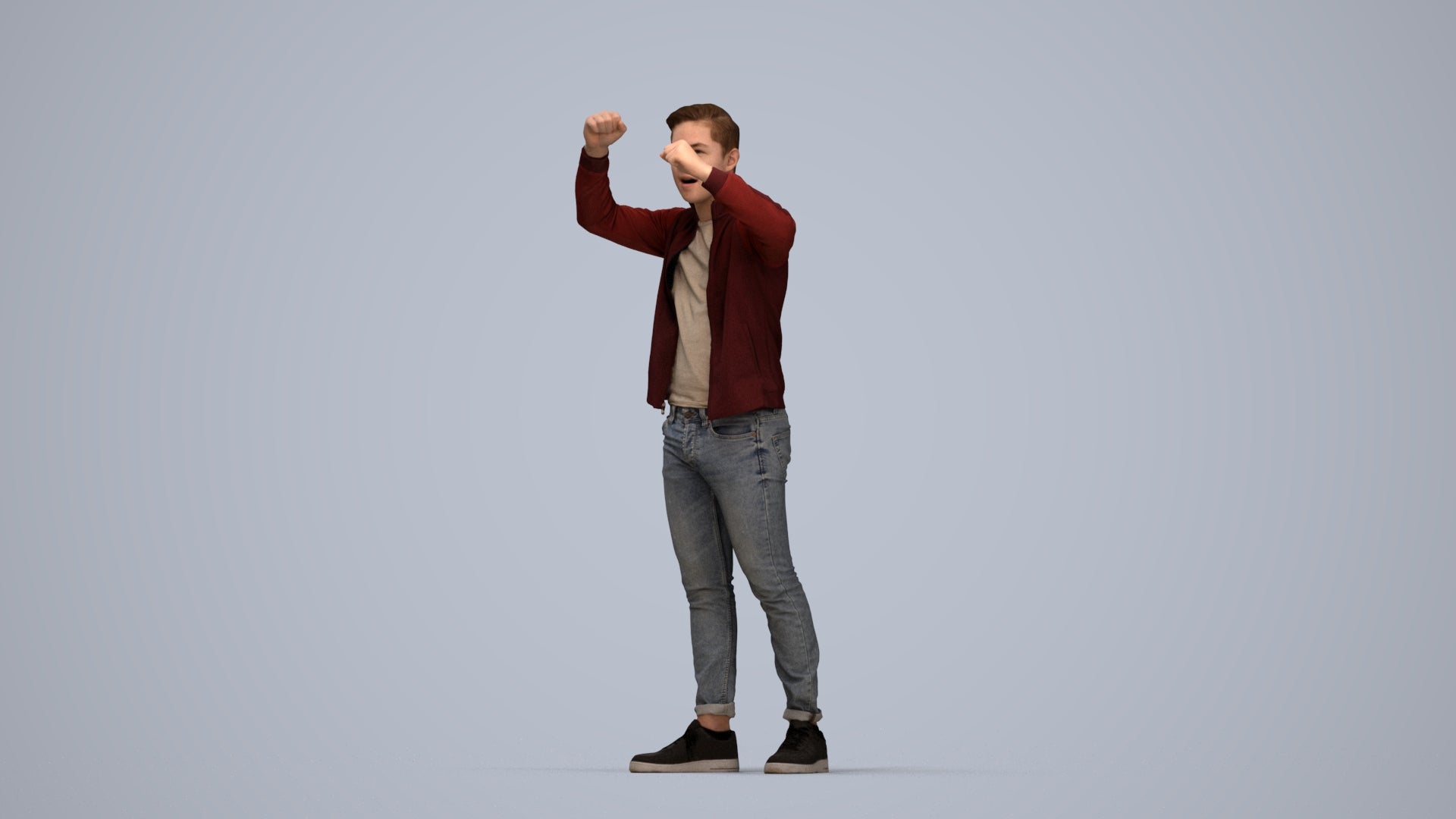 realistic 3D human boy casual kids, archviz people FBX OBJ for Blender, top-down view render