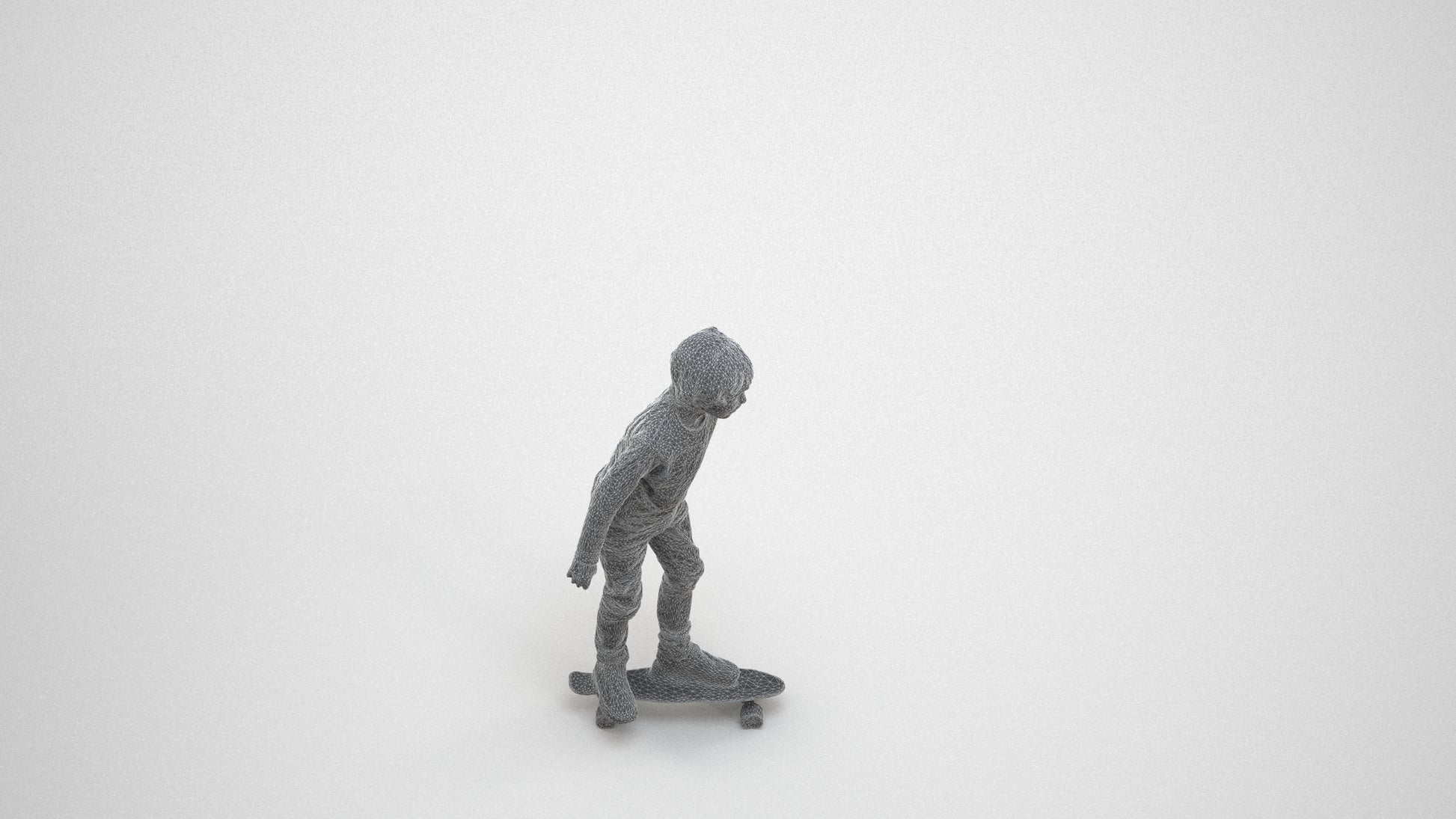 3D scanned boy kids casual, photorealistic archviz people for Enscape and SketchUp, wireframe three-quarter view