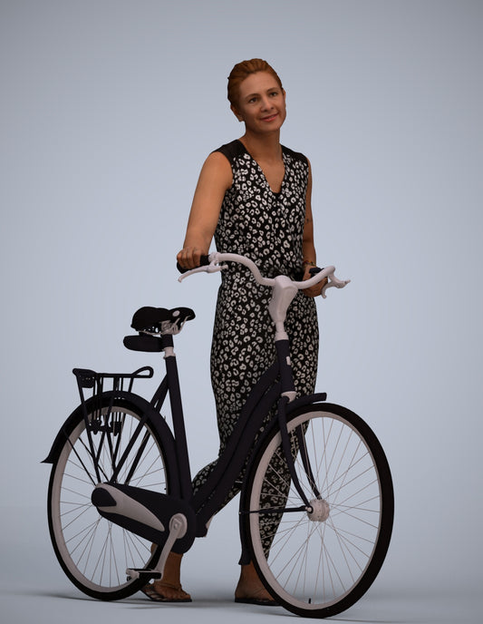 3D people model woman casual cycling, scanned human for 3ds Max rendering