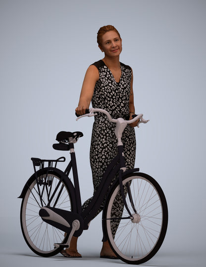 3D people model woman casual cycling, scanned human for 3ds Max rendering