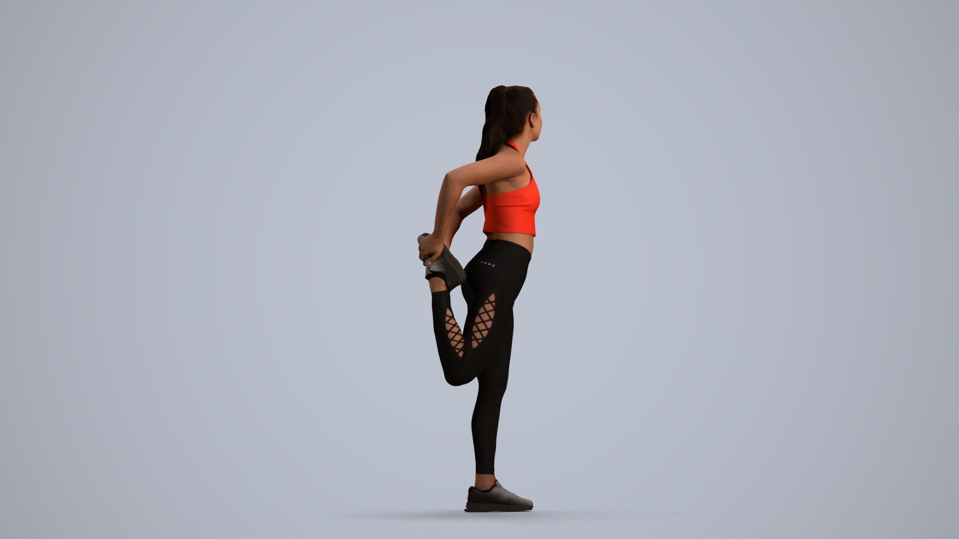 realistic 3D woman sport, scanned archviz people for Blender and 3ds Max, front view render