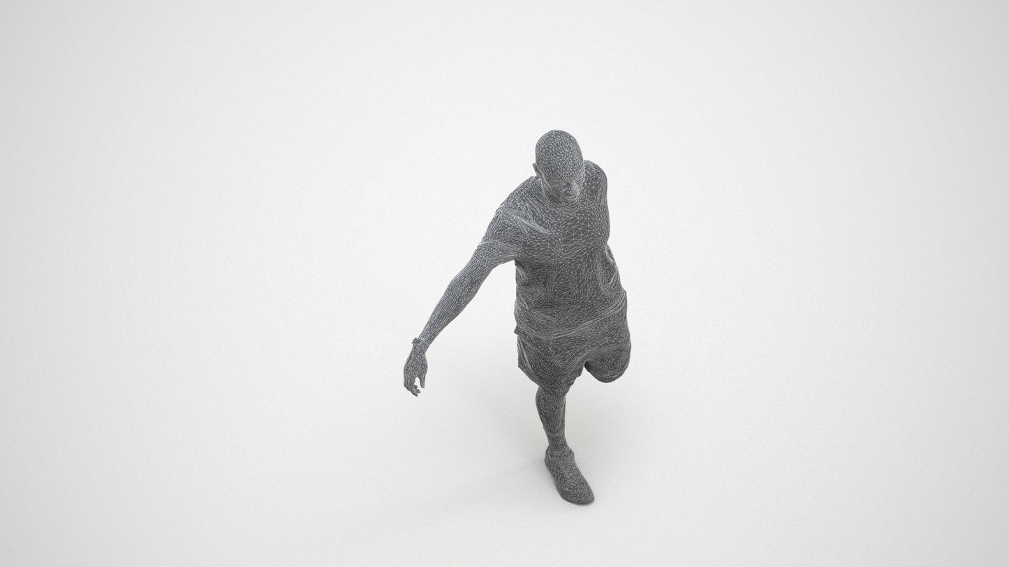 scanned 3D man sport, photogrammetry people for Enscape and V-Ray, wireframe three-quarter view