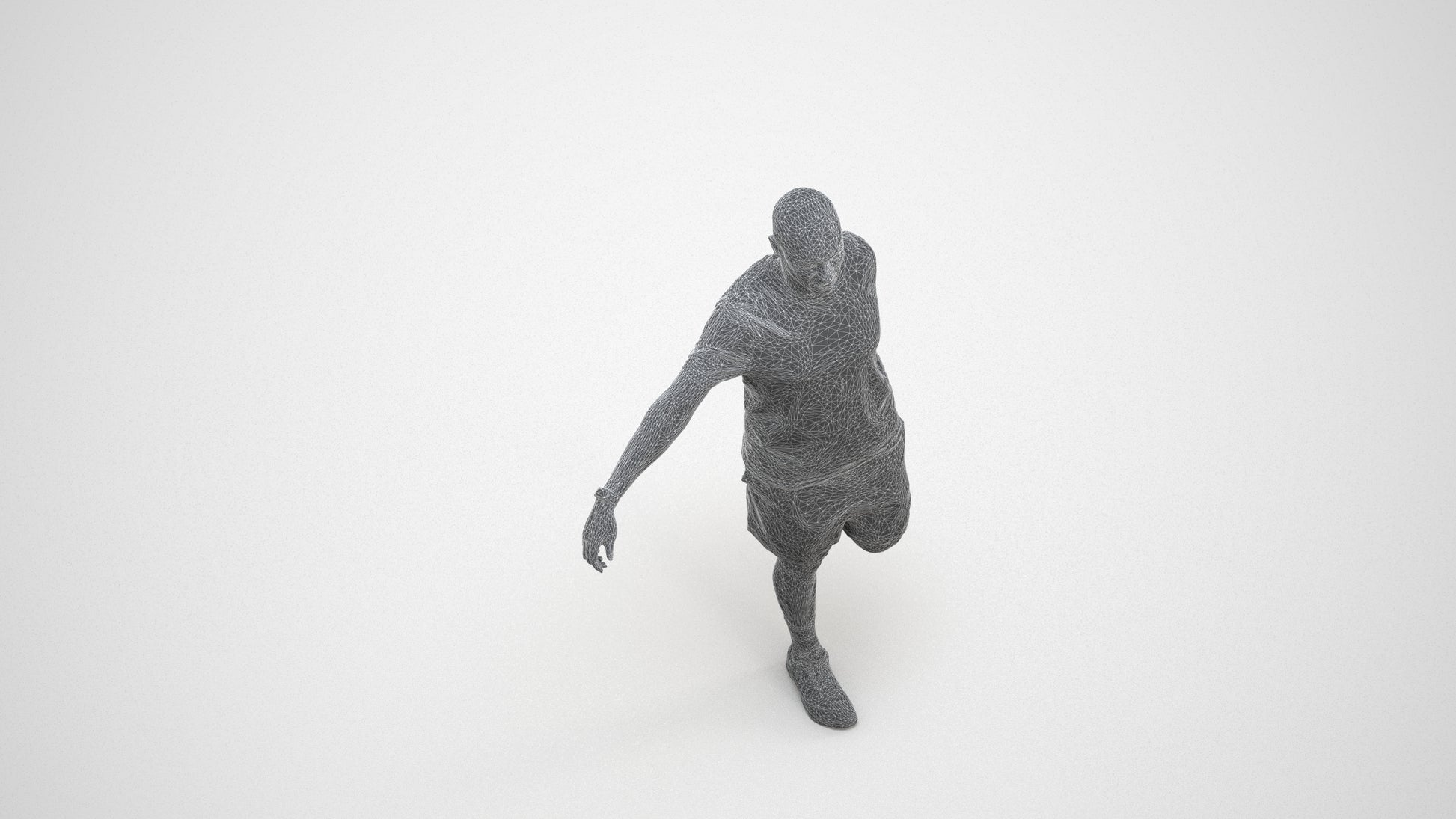 scanned 3D man sport, photogrammetry people for Enscape and V-Ray, wireframe three-quarter view